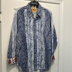 Robert Graham Blue Paisley Men's Shirt embroidered front